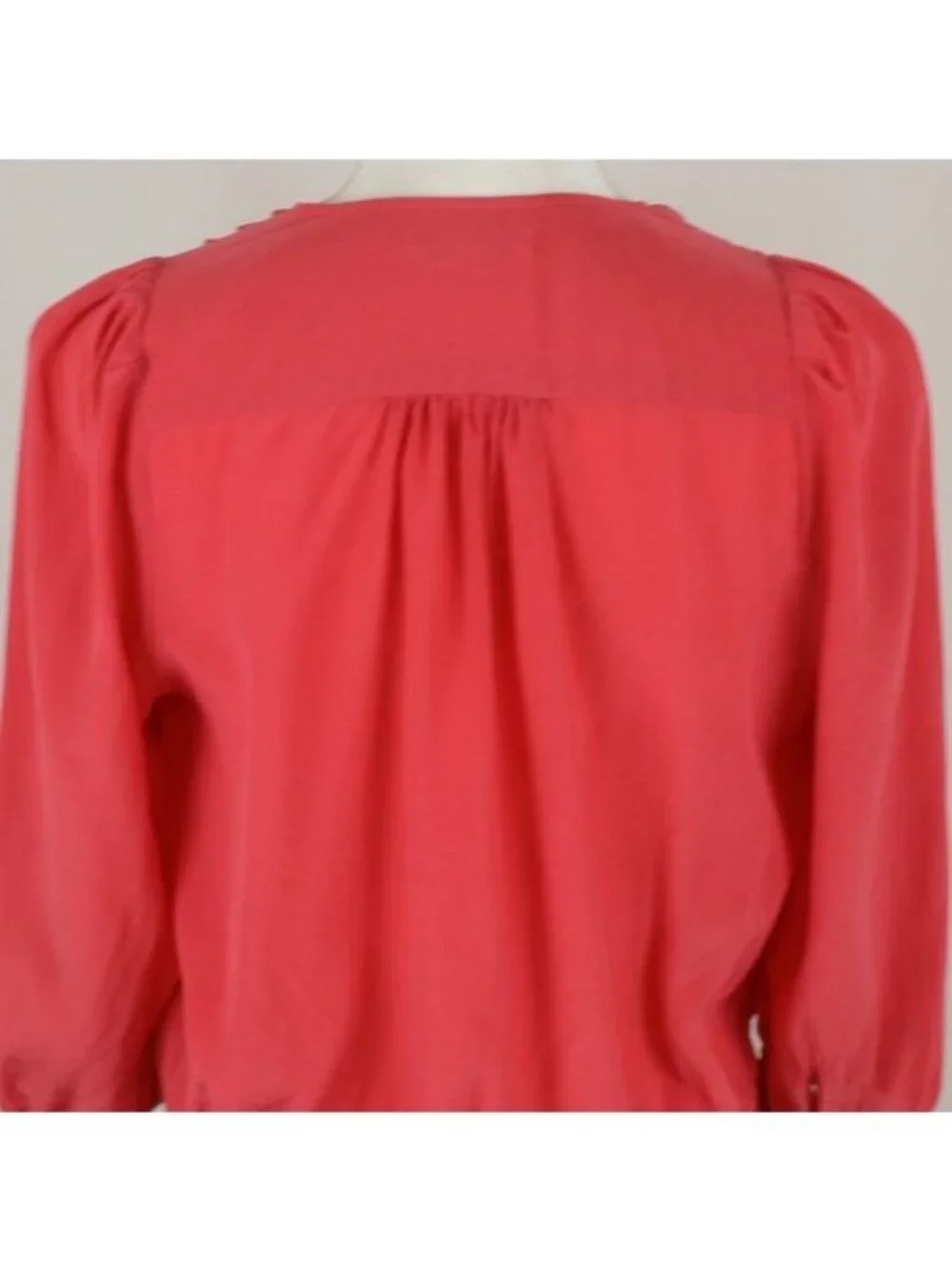 Madewell Women's Medium Bright Ember Orange Silk 3/4 Sleeve Wrap Blouse